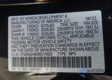 2024 Honda Cr-V Hybrid Sport Touring from USA, damaged, VIN 7FARS6H90RE019920